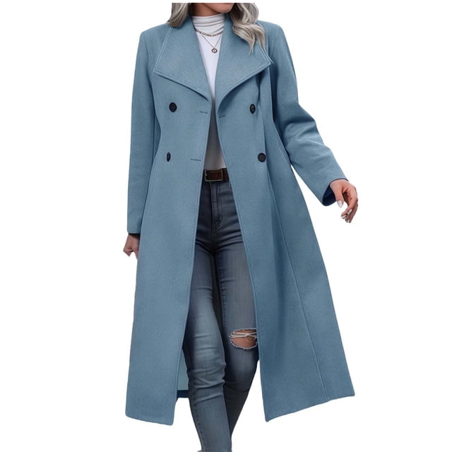 Hauts Décontractés pour Femmes Mode Décontractée Manteau à Manches Longues Uni avec Col Rabattu, Bouton et Poches Hauts de Mode pour Femmes