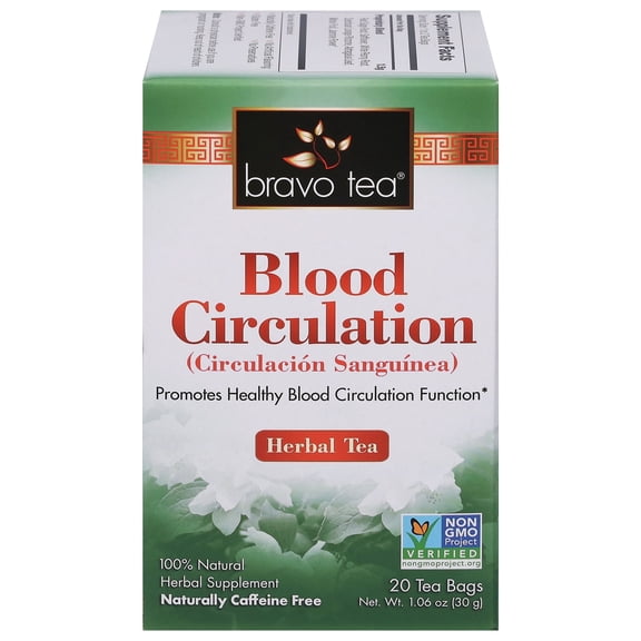 Bravo Tea, Blood Circulation Herbal Tea Bags, Naturally Caffeine Free, 20 Count, 1 Pack