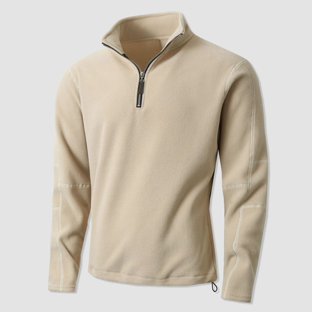 pstuiky camisas de manga larga para hombre, Camiseta de manga larga de polar con cuello alto y media cremallera para hombre, informal, a la moda, con cuello redondo y manga larga l