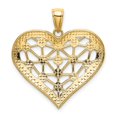 thumbnail image 5 of Auriga Fine Jewelry 14K Yellow Gold with Rhodium Lattice Center Heart Charm (L - 26.5 mm, W - 26.3 mm) for Women, 5 of 6