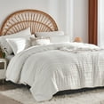 thumbnail image 6 of Flymme 7-Piece White Comforter Set King Size Bed in a Bag Boho Striped Bedding Comforter Set with Sheets Farmhouse Bed Set for All Season, 6 of 7