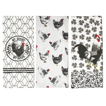 Rooster Kitchen Towels Set Farmhouse Dish Towels Red Black Blue 15x25 3 Piece