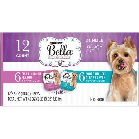 Purina Bella Bundle of Joy With Filet Mignon & Porterhouse Steak Flavors Adult Wet Dog Food Variety Pack - (12) 3.5 oz. (Best Dog Food For American Bulldog Puppy)