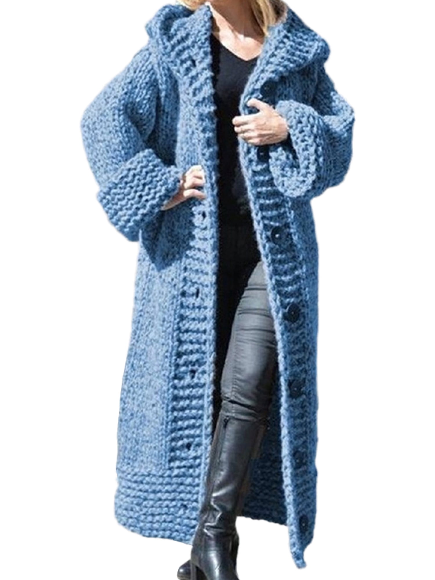 Cardigan Long Femme En Tricot épais – Motif Torsadé, Avec Poches Et Ouvert Devant - 2