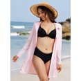 thumbnail image 5 of Women's UPF 50+ Sun Protection Swim Cover Up Long Sleeve SPF UV Hoodie Jacket, Lightweight Beach Rash Guard Shirts Pink 2XL, 5 of 5