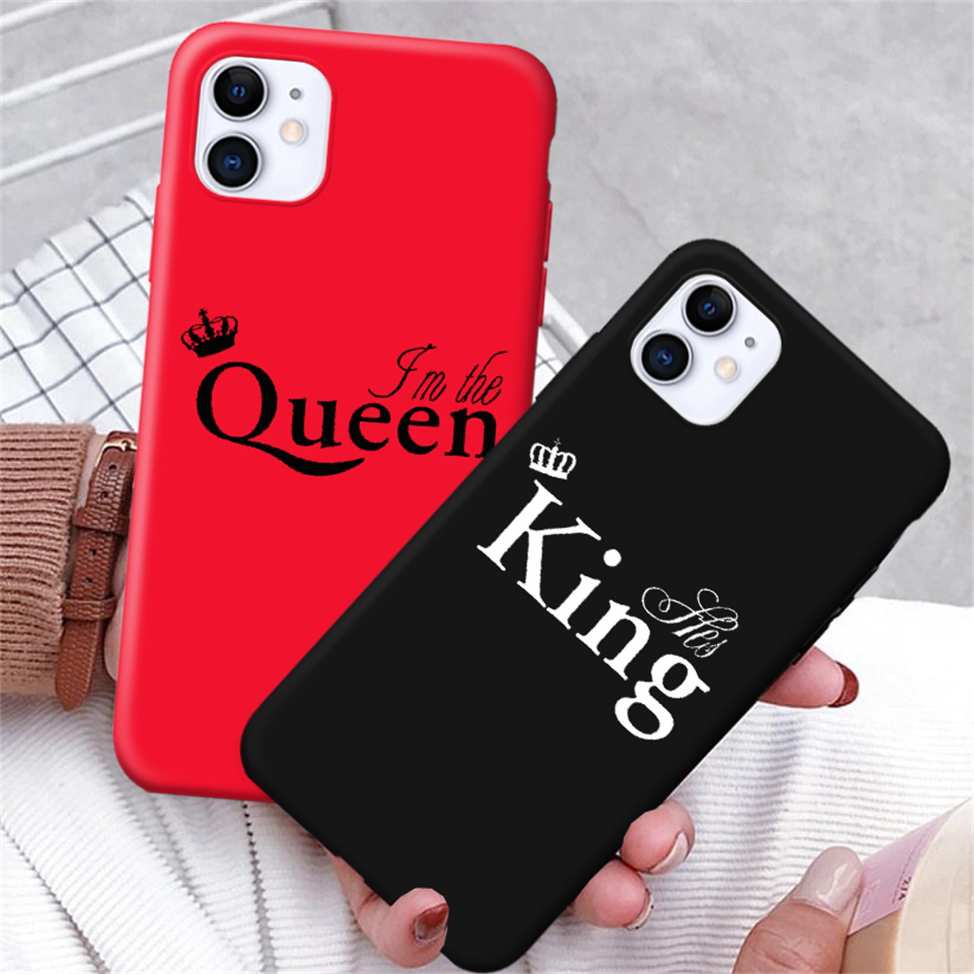 King and Queen Couple Phone Case for iPhone 13 12 Mini 11 Pro Max 7 8 XR X XS MAX 6 6S 7 8 Plus 5 5S Cover Valentine's Day - Walmart.com