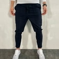 thumbnail image 2 of OSOLU Solid Color Men's Zipper Casual Thin Sports Sweatpants Breathable No Elasticity Trousers Pockets Pants Fashionable Classic Leisure Bottoms, 2 of 9