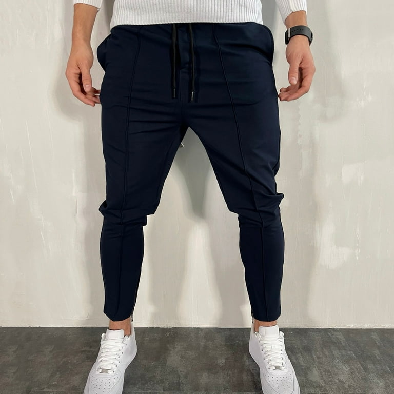 YUHAOTIN Black Sweatpants Baggy Cargo Mens Jogger Pants Slim Fit Chino  Men's Zipper Casual Thin Sports Breathable No Elasticity Trousers Pockets  Pants