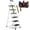 White, variant on Primy Step Ladder with Handrail and Tool Tray, Folding Step Stool with Wide Anti-Slip Pedal, Lightweight Portable Steel Step Stool for Home, Garden, Painting, Outdoor, and Garage