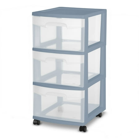 sterilite 3 drawer cart washed blue