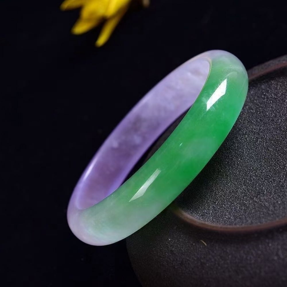 Green and Purple Jade Bangle Bracelet for Women,Gift for Mom and Colleagues