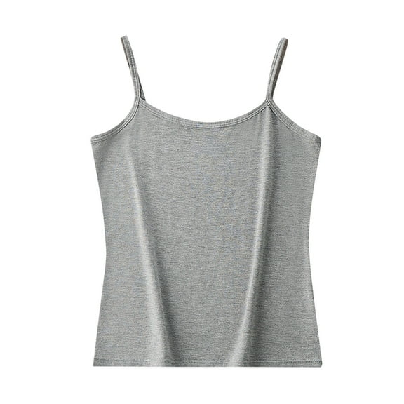 Hrsba Camisole Tops for Women,Fashion Solid Color with Built In Bra Pad No Underwire Integrated Cup Sleeveless Top for Home Daily Wear Outer Match