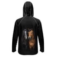 thumbnail image 2 of SEANATIVE Men's Fishing Rash Guard, Sun Protection Long Sleeve Fishing Shirt Pullover with Mesh Face Mask Sun Protective Shirt Summer Outfits for Outdoor, L, Horse Pattern Black, 2 of 7