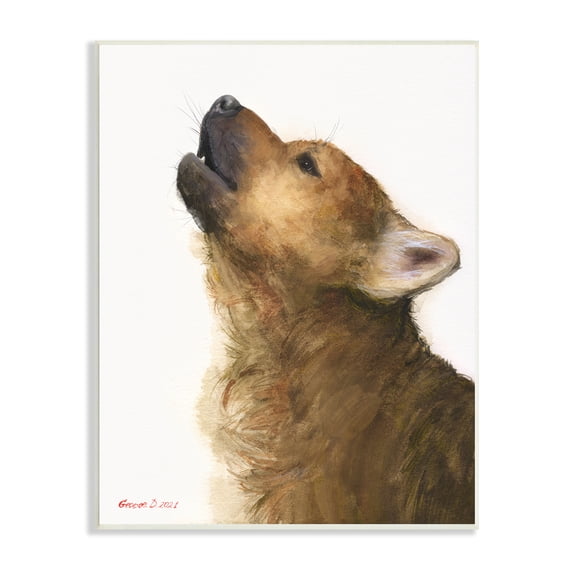 Stupell Industries Howling Brown Dog Portrait Intricate Details Painting Painting Unframed Art Print Wall Art, Design by George Dyachenko