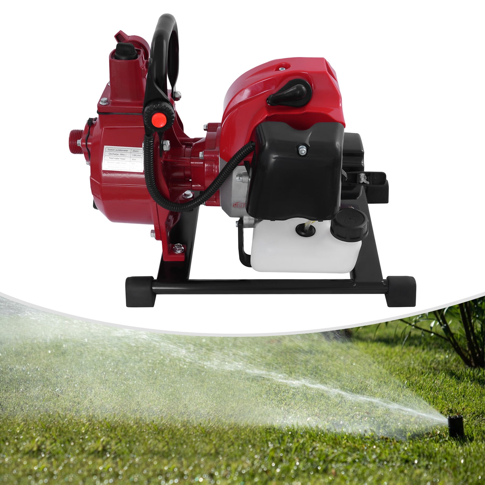 ToppiJoy 1.7HP 43cc Trash Pump Gas Powered Water Pump with 2m Hose, 2 Stroke Gasoline Water Pump, Water Transfer Pump for Agricultural Farmland