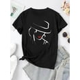thumbnail image 2 of Creative Line Art of Beautiful Women, Patterned Prints, Women'S Trendy Round-Neck Short-Sleeve T-Shirt, Simple Casual Sports Tee, Comfortable Summer Top for Holidays., 2 of 6