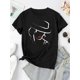 thumbnail image 2 of Arte creativo de líneas de mujeres hermosas, estampados, camiseta moderna de cuello redondo y manga corta para mujer, camiseta deportiva informal y sencilla, top de verano cómodo para vacaciones, cami, 2 of 6