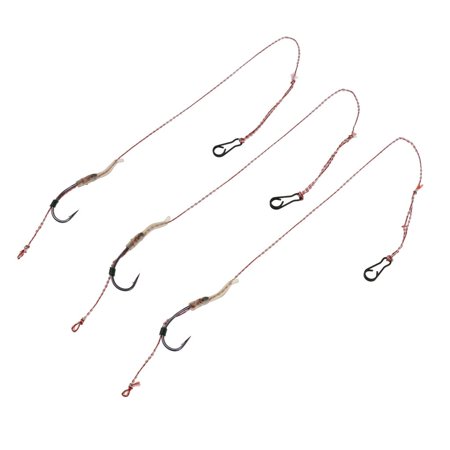 3x Carp Hair Rigs Barbled Tied To Braid Size 6 12 Hooks Rig Terminal 6 ...
