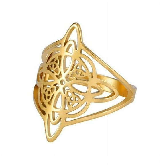 EIMELI Hollow Witches Knot Ring Celtic Amulets Ring Jewelry Punk Finger Ring
