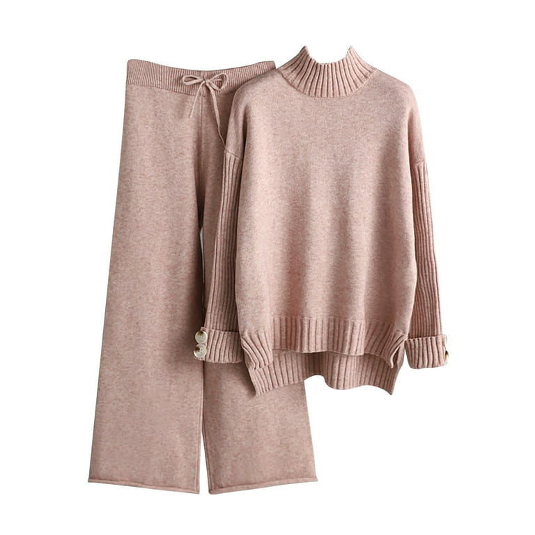 High Neck Knit Sweater Sets for Women Trendy 2024 Casual