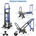 thumbnail image 2 of Veeboto 1000lbs Hand Truck Dolly Cart, 3-in-1 Heavy-Duty Industrial Aluminum Folding Stair Climbing Cart with Solid Wheels for Moving, Travel, Office Use, Blue, 2 of 5