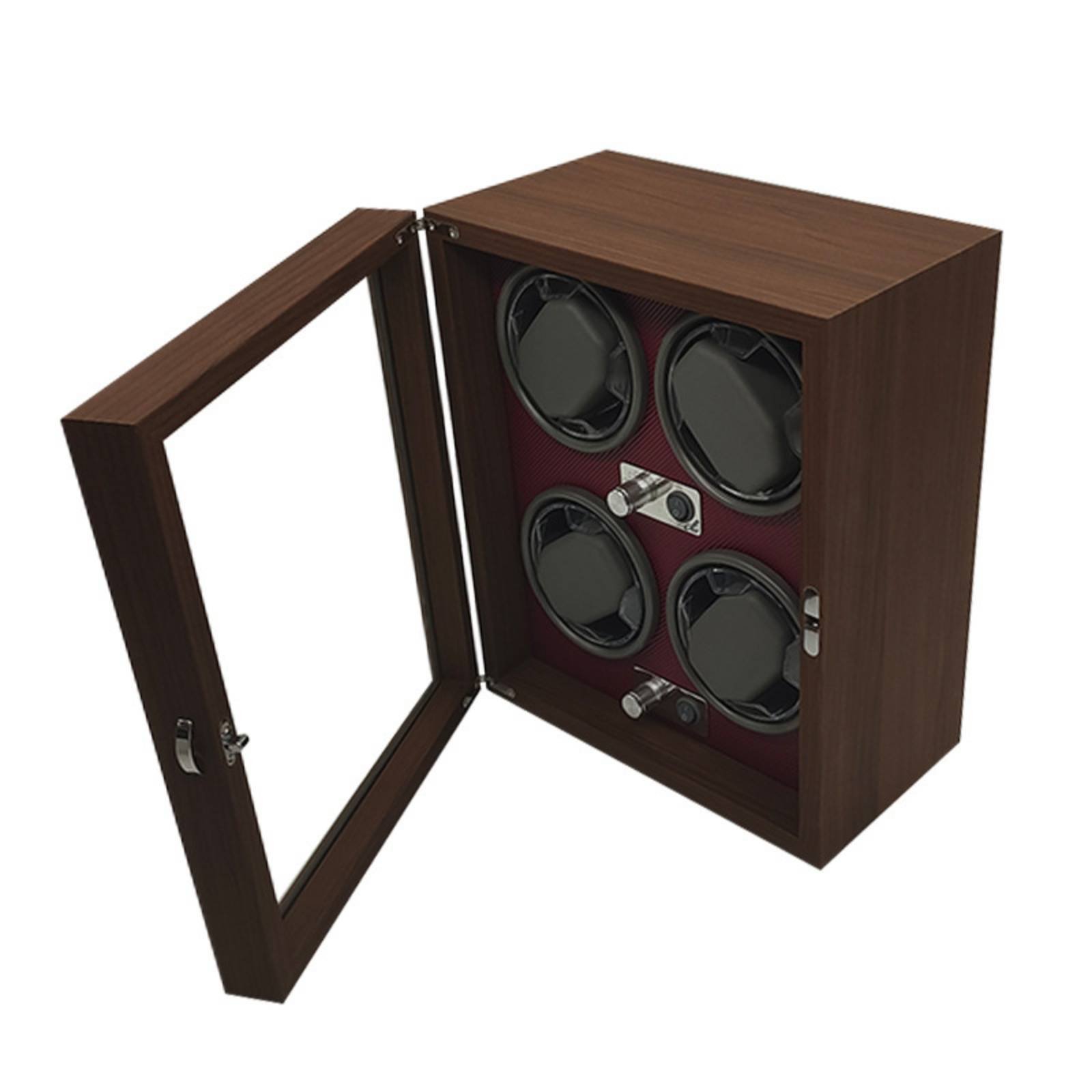 koolsoo 4 Watch Winder Box with Memory Foam Pillows Adjustable Speed LED Light USB DC Powered for Home