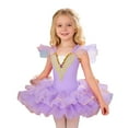 thumbnail image 2 of OOOUM 3 Piece Tutu Dresses Sets For Girls Flutter Sleeve Embroidered Ballet Leotards With Matching Ornament Kids Performance Dance Outfits Sets Purple 4-5 Years, 2 of 4