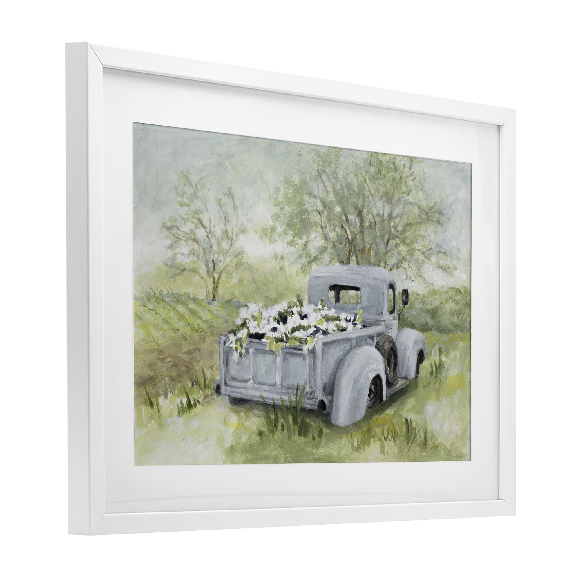 Stupell Industries Vintage Blue Truck Flower Sale White Framed Print Under Glass, design by Lanie Loreth