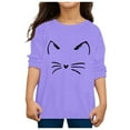 thumbnail image 3 of WOYY Big Girls Cartoon Cat Print T Shirt Long Sleeve O-Neck T-Shirt Casual Fall Tshirt, 3 of 3