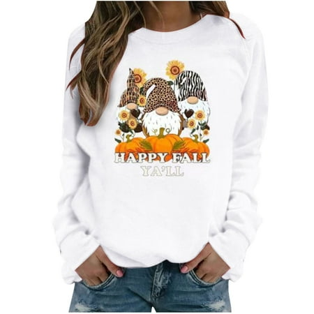 

Honeeladyy Clearance under 10$ Thanksgiving Fashion Women s Casual Long Sleeve Printed Ladies Sweatshirts Tops
