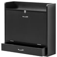 thumbnail image 7 of Basicwise Wall Mounted Folding Desk - Space Saving Fold Down Desk with Storage Shelves and Drawer, Convertible Floating Laptop Table for Small Spaces, Home Office, 23.75 x 6.75 x 23 in, Black, 7 of 7