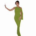 thumbnail image 4 of Fashionable Summer 2025 Solid Color One-Shoulder Dress with Ribbons, 4 of 5