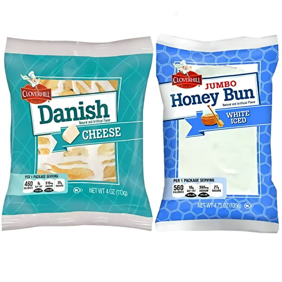 Cloverhill Jumbo White Iced Honey Bun & Cheese Danish Combo | 12 Pack