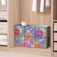 thumbnail image 6 of Set of 6 Collapsible Oxford Fabric Storage Cubes with Handles, Foldable Closet Organizer Bins for Clothes, Toys, Shelves, Home & Kitchen Colorful Floral, 6 of 7