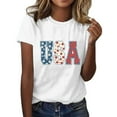 thumbnail image 3 of KALE 4th of July Short Sleeve Shirts for Women American Flag Patriotic 2D Independence Day Print Casual Sports T Shirt Y2K Clothes White S, 3 of 7