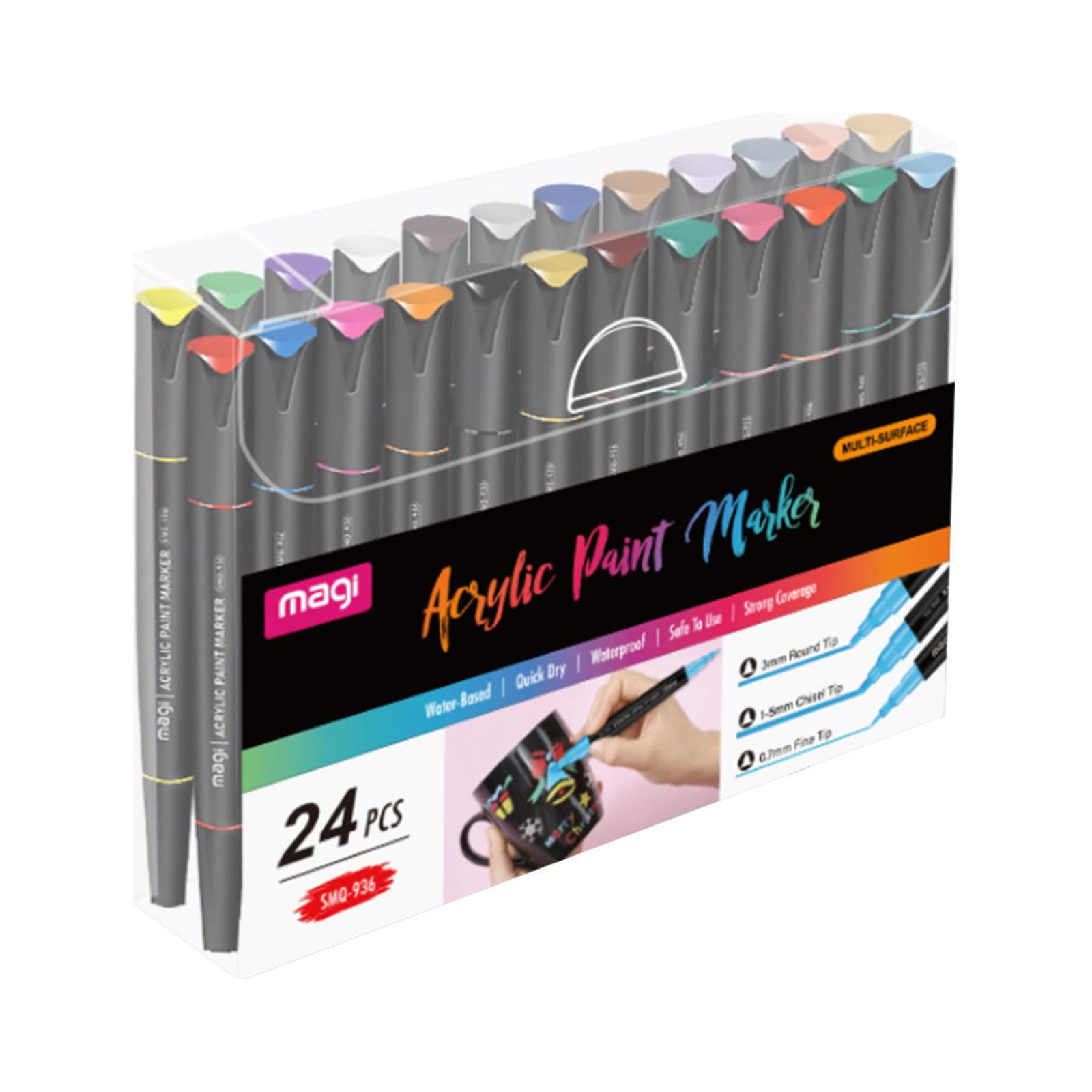 1set(12pcs) 12 Colors Hand-painted Soft Tip Brush Marker Acrylic