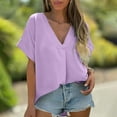 thumbnail image 4 of TMOYZQ Women's Short Sleeve Tops Oversized V Neck Tops Casual Summer Loose Lightweight T Shirts Ladies Basic Tees, 4 of 9