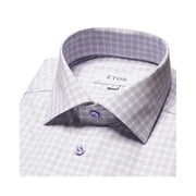 Eton Contemporary Fit Check Cotton Dress Shirt in Light/Pastel Purple Size 15.5