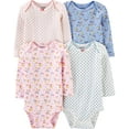 thumbnail image 1 of Carter's Baby Girls' 4 Pack Long Sleeve Bodysuits, Floral, 3 Months, 1 of 1