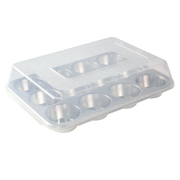 Nordic Ware Natural Aluminum 12 Cavity Muffin Pan with High Dome Lid