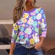 thumbnail image 5 of Tops de Cuello Redondo para las Mujeres Impresión de Carnaval 3/4 Manga Blusa Casual Uso Diario, 5 of 7