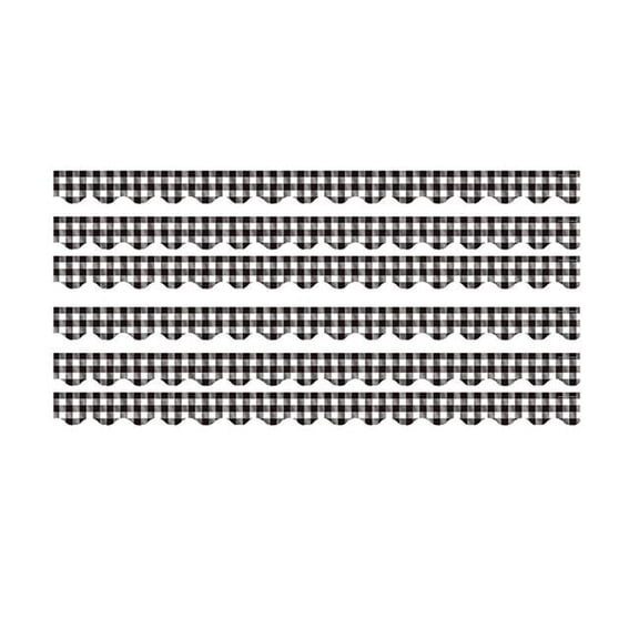 Gingham Border, Black & White - Pack of 6