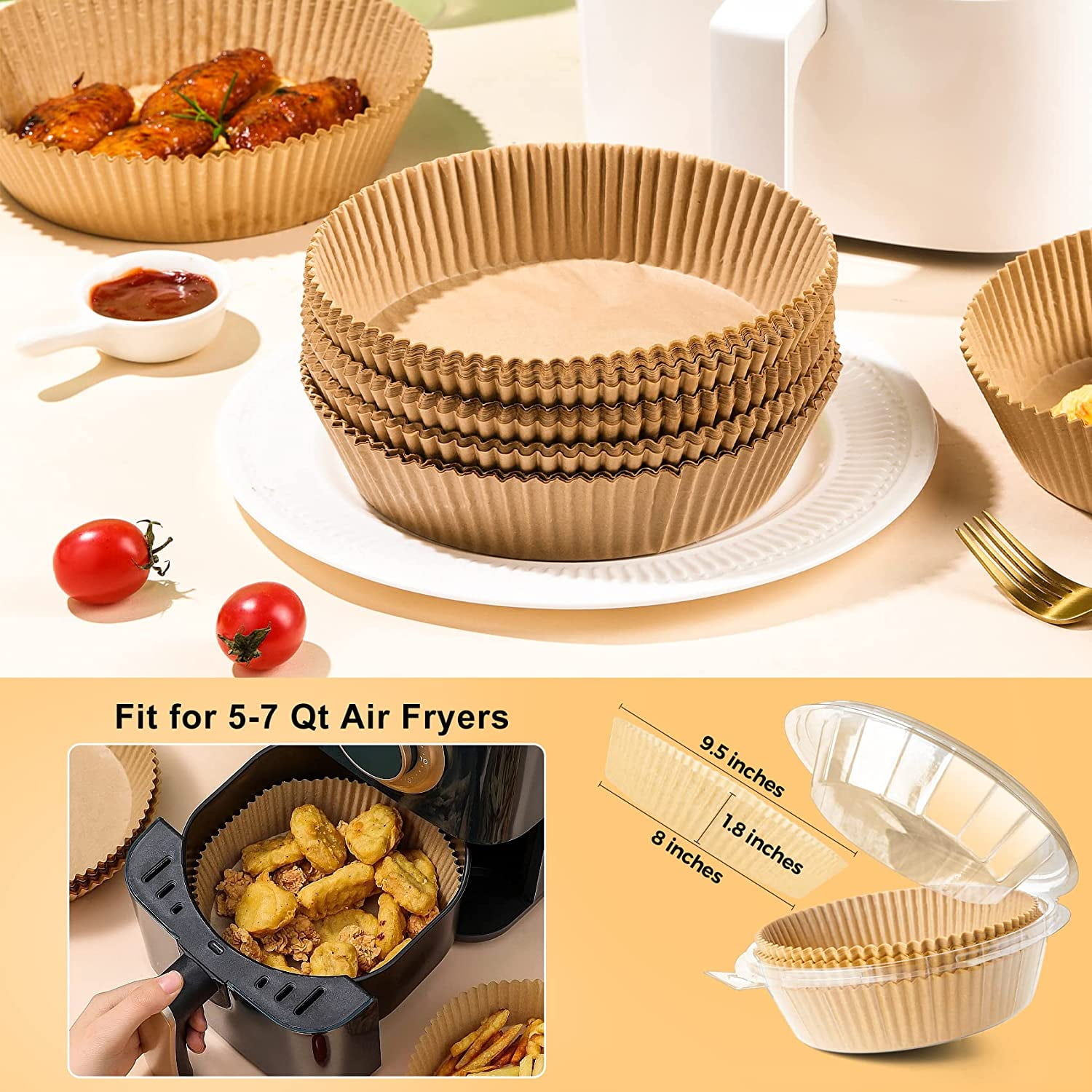 100 Feuilles Papier Sulfurisé Jetable Pour Friteuse à Air Ninja Foodi - 22x14cm, Antiadhésif Et Résistant à La Chaleur