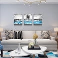 thumbnail image 3 of 3 Piece Framed Canvas Wall Art For Bedroom Wall Decoration For Living Room Office Wall Decor Black And White Beach Wall Painting Blue Sea Wave Pictures Artwork For Ready To Hang Modern Home Decor, 3 of 6