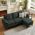 thumbnail image 3 of Jarenie 80" Convertible Sectional Sofa, Small L Shaped 3 Seat Couch with Reversible Storage Chaise, Modern Polyester Fabric Sofa Couches for Living Room, Apartment and Small Space, Black, 3 of 9