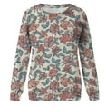 thumbnail image 4 of WXLWZYWL Trendy Sweatshirts For Women 2023 Women Classic And Winter Floral Print Crewneck Long Sleeve Loose Sweatshirt Tops, 4 of 5