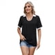 thumbnail image 2 of Camisetas de Corta con Cuello en U para Mujer, Blusas de Verano con Contraste, Camisas Informales de Negocios, Camisetas Holgadas. Negro XL, 2 of 9