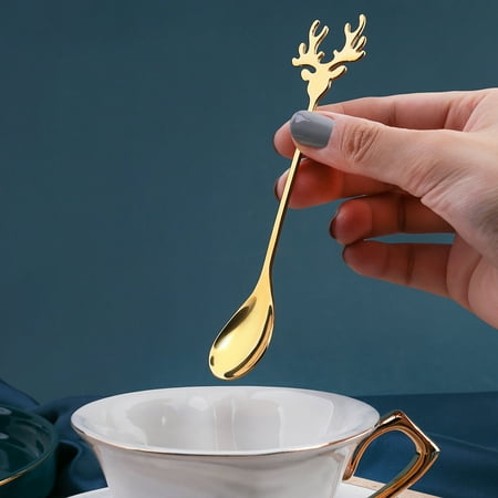 

Mosey Stirring Spoon Xmas Theme Coffee Tea Soup Sugar Dessert Spoon Smooth Edges Unique for Christmas