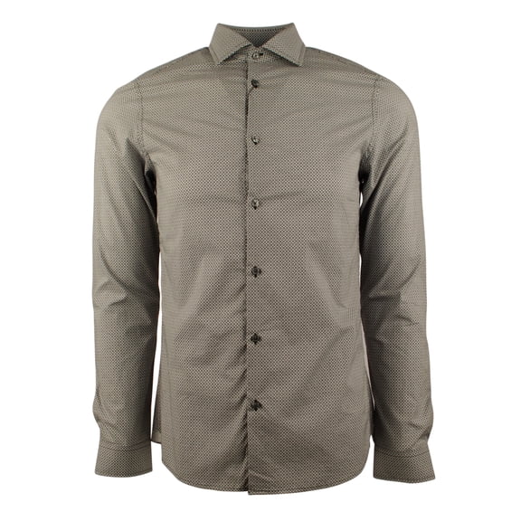 Men's Diamond Print Long Sleeve Slim-Fit Shirt-B-M