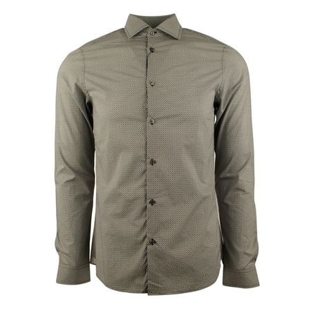 Men's Diamond Print Long Sleeve Slim-Fit Shirt-B-M